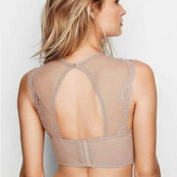 Victoria's Secret Bra Dot Lace high Neck Dream Angel 32E DD NEW - Picture 2 of 8